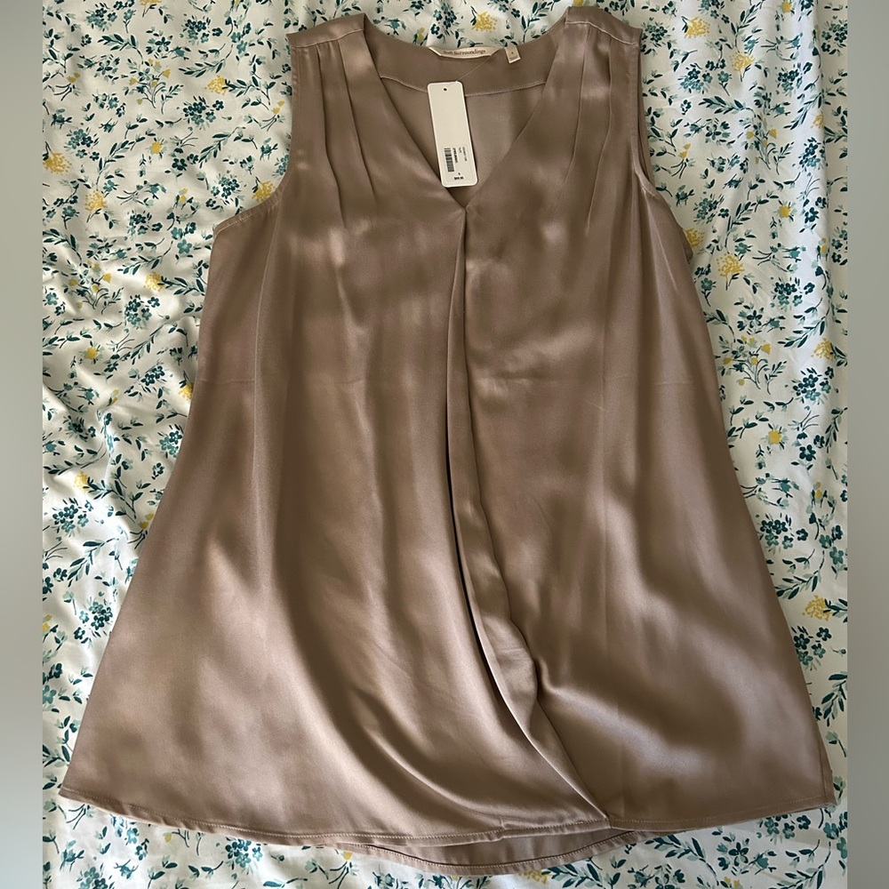 Soft Surroundings Hideaway Taupe Tank Womens Sze S Brown Slvls Blouse NWT $69.95